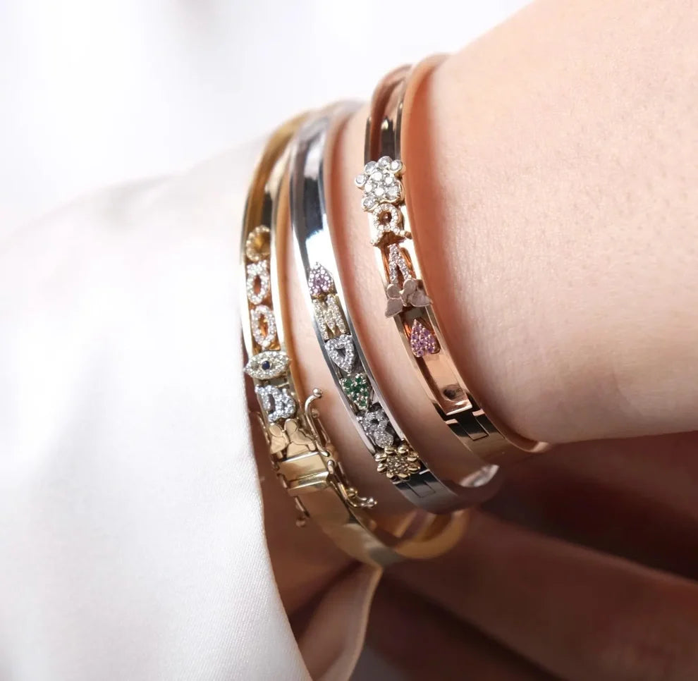 The Signature Charm Bangle - 14K Gold
