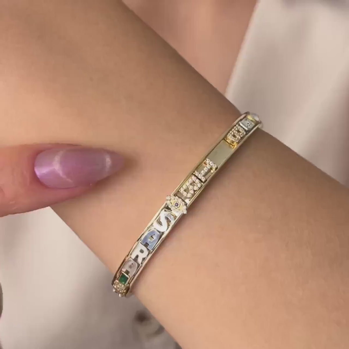 The Signature Charm Bangle - 14K Gold